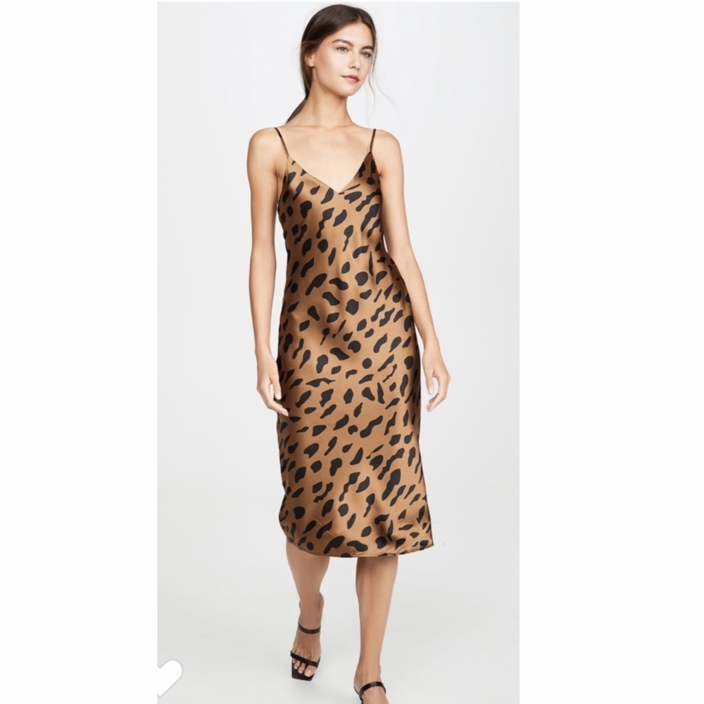 L’agence Jodi Slip Dress In Camel/Black.